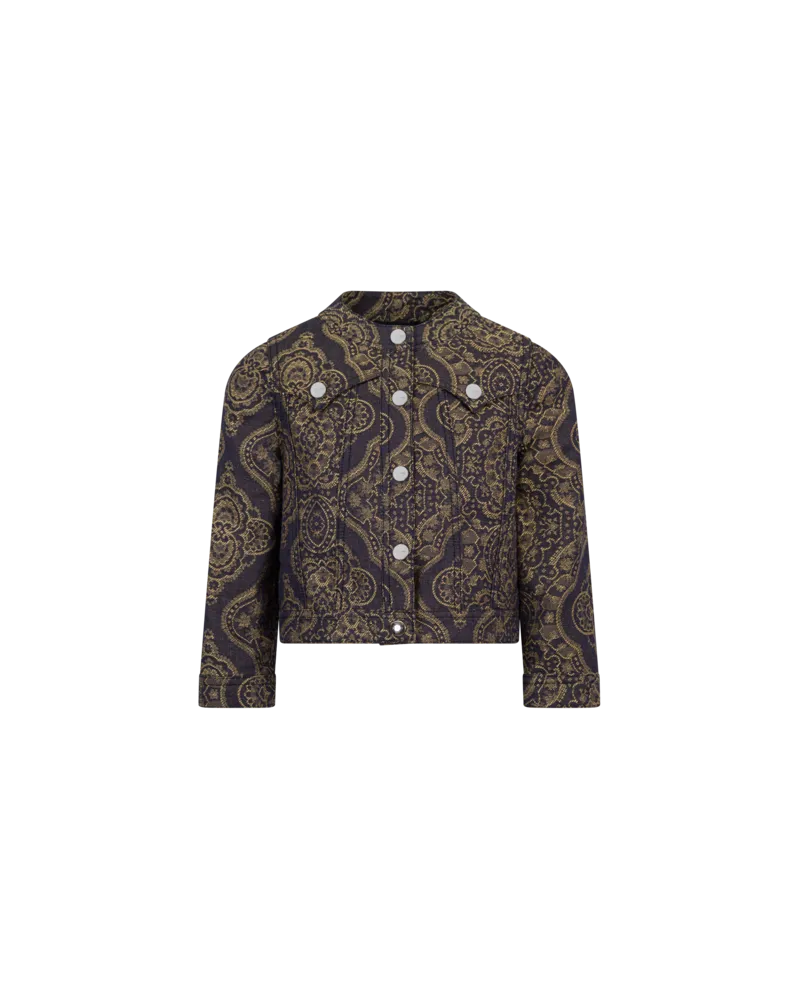 Etro Cropped Jacke Mit Goldfarbenem Damast-jacquardmuster, Braun, Größe Braun