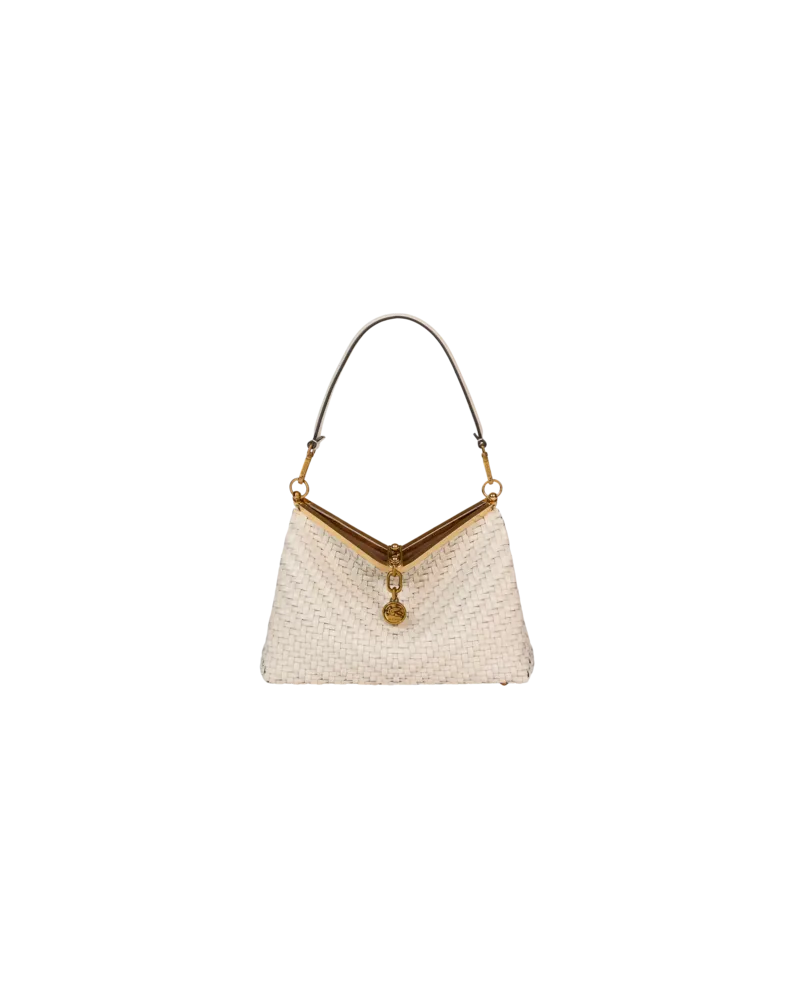 Etro Mittlere Vela-tasche Mit Flechtmuster, Damen, Weiß Weiß