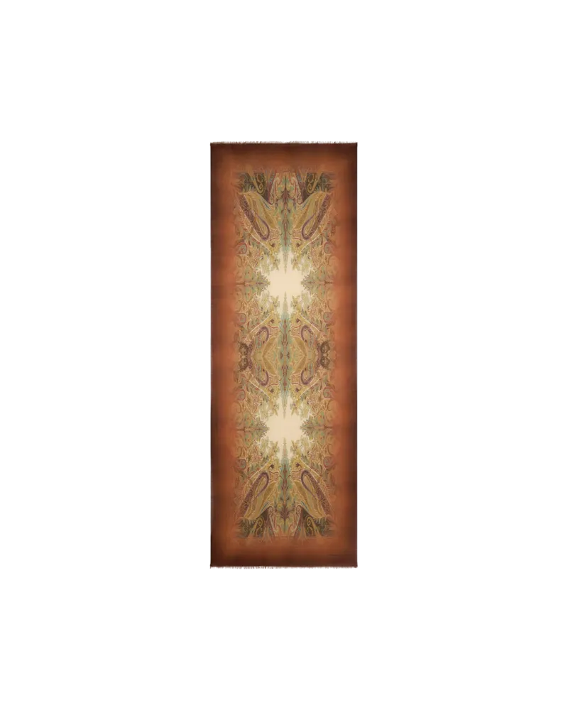Etro Schal Aus Wolle Mit Farbverlaufsdruck Und Paisley-motiv, Herren, Braun Braun