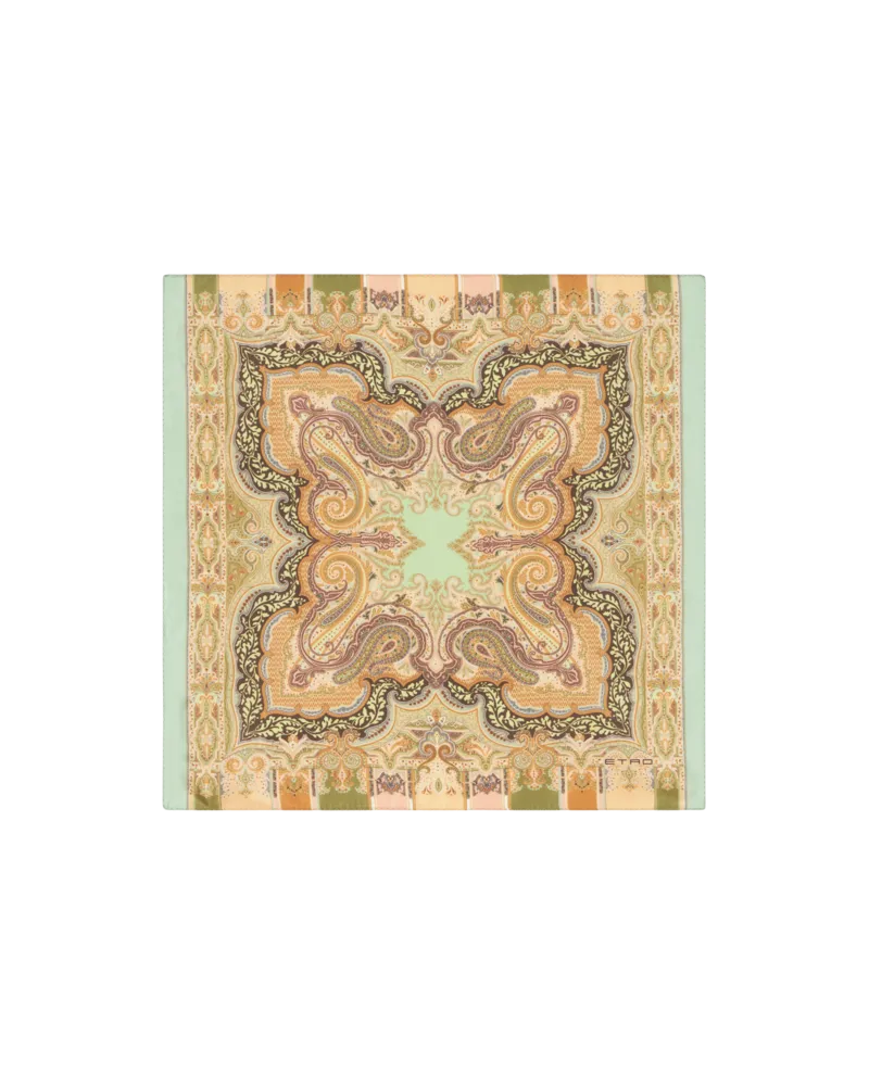 Etro Einstecktuch Aus Bedruckter Seide, Herren, Beige Beige