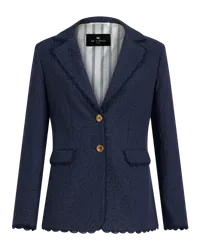 Etro Blazer Aus Paisley-jacquard Mit Spitzenbesatz, Navyblau Navyblau