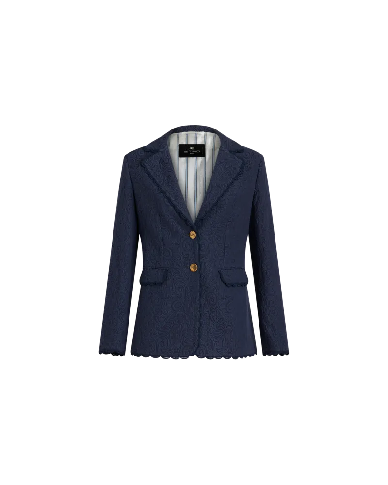 Etro Blazer Aus Paisley-jacquard Mit Spitzenbesatz, Navyblau Navyblau