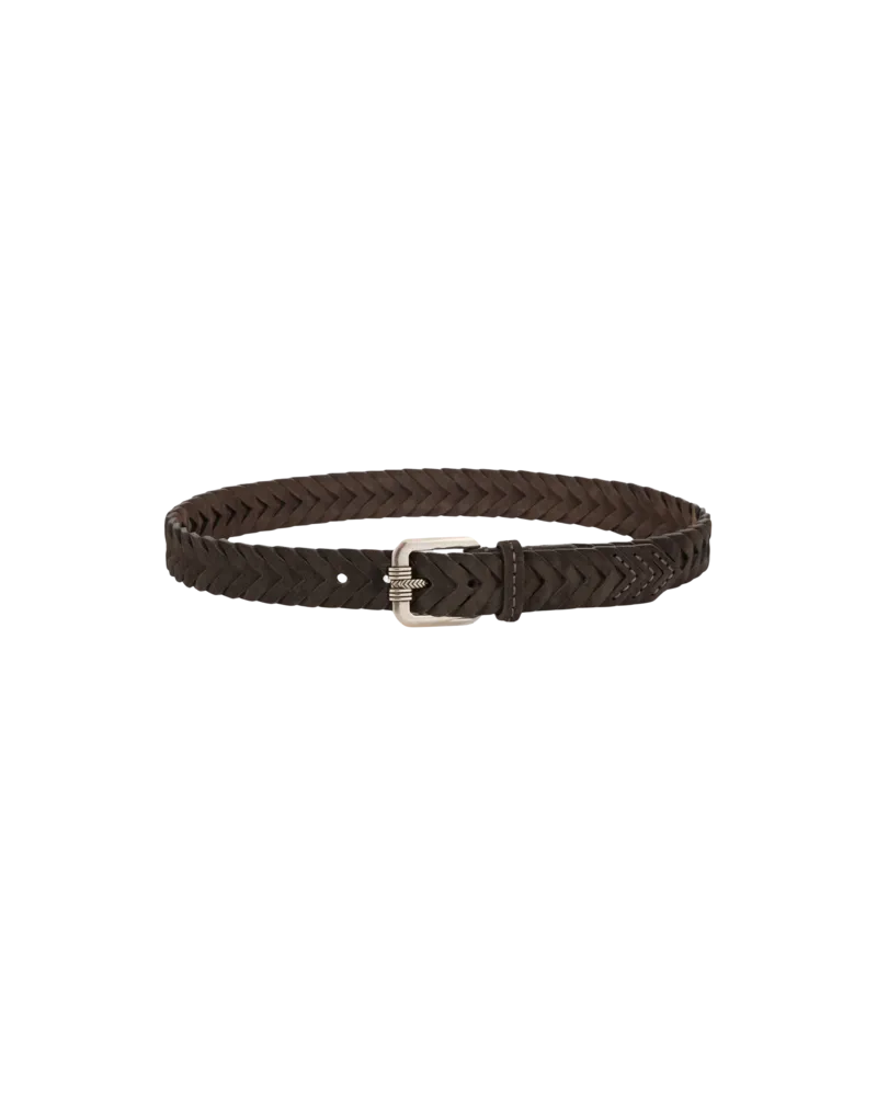 Etro Geflochtener Gürtel Aus Veloursleder, Herren, Dunkelbraun, Größe Dunkelbraun