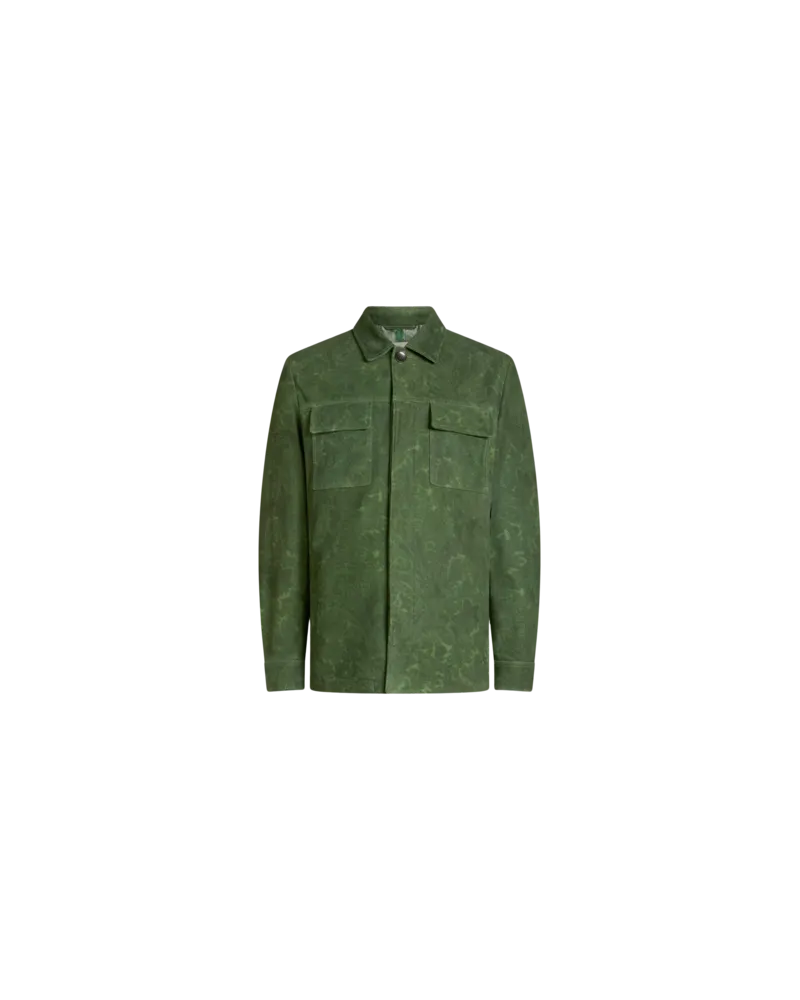 Etro Jacke Aus Veloursleder Mit Floralem Paisley-motiv, Herren, Grün, Größe Grün