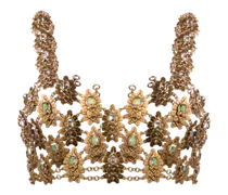 Cropped Top Aus See-through-metall Mit Kristallen, Damen, Gold, Größe