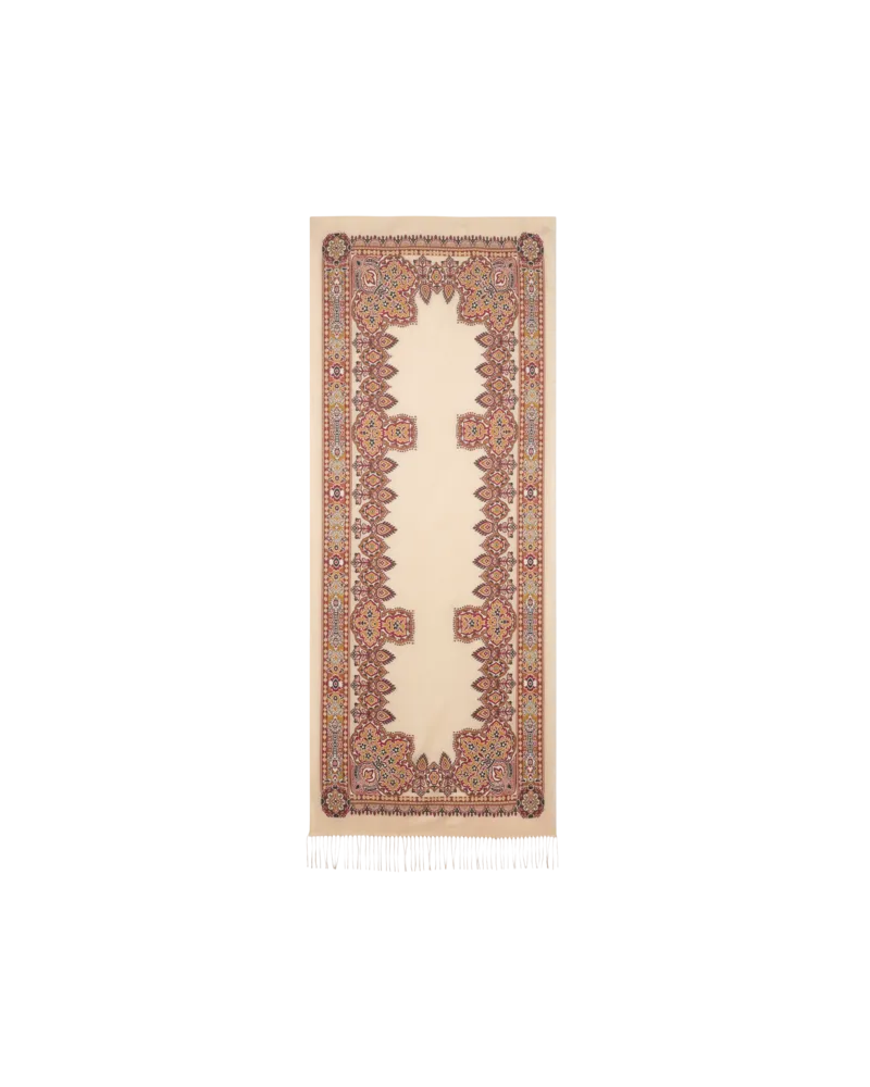 Etro Jacquard-schal Aus Einer Wollmischung Mit Barockem Motiv, Damen, Beige Beige