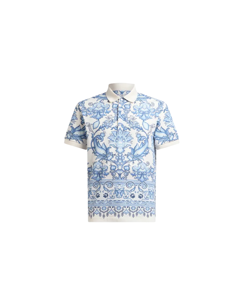 Etro Poloshirt Aus Baumwolle Mit Print, Herren, Hellblau, Größe Hellblau