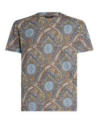 Etro T-shirt Aus Baumwolle Mit Print, Herren, Grün Grün