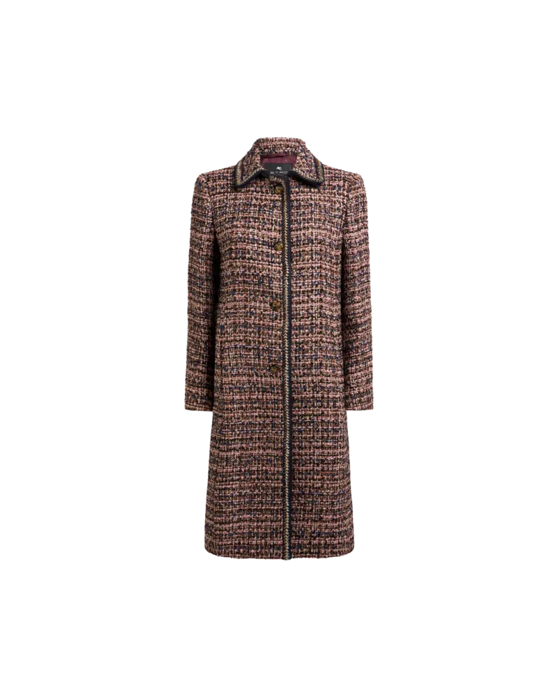 Etro Mantel Aus Mehrfarbigem Tweed, Damen, Rot, Größe Rot