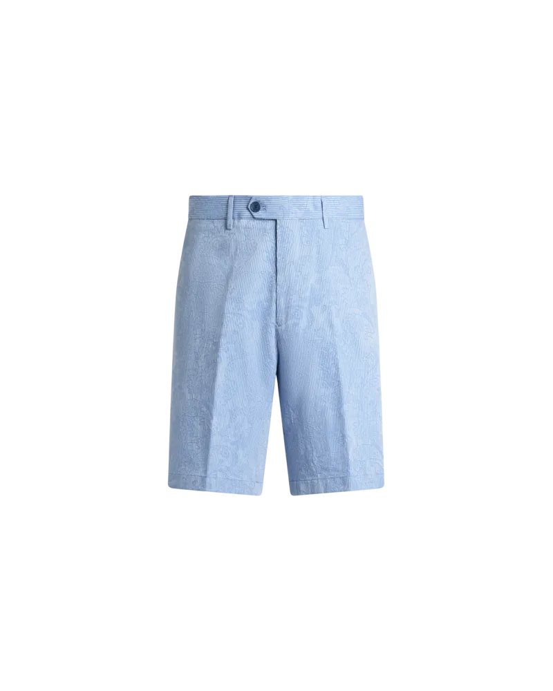 Etro Jacquard-shorts Aus Gestreifter Baumwolle Mit Floralem Paisley-motiv, Herren, Hellblau, Größe Hellblau