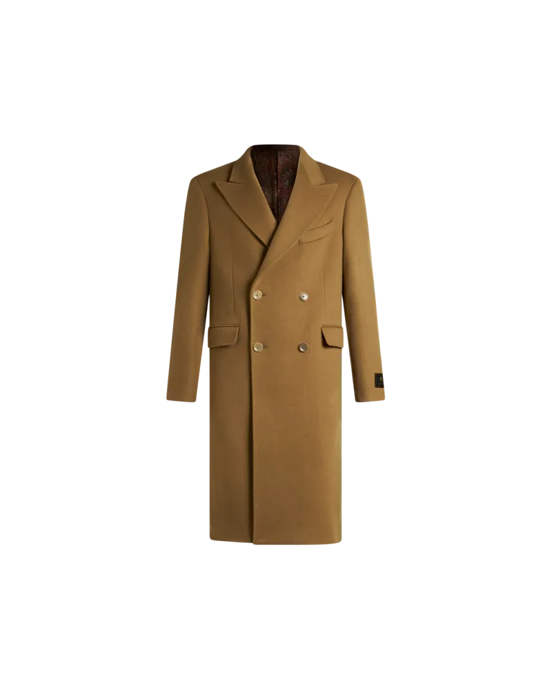 Etro Zweireihiger Mantel Aus Kaschmir, Herren, Hellbraun, Größe Hellbraun