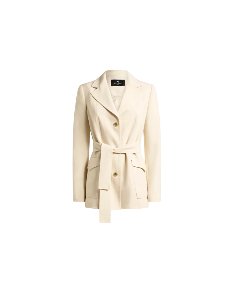 Etro Safarijacke Mit Gürtel, Damen, Cremefarben, Größe Cremefarben