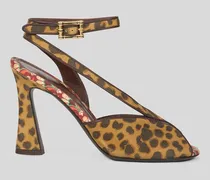 Hohe Sandalen Aus Veloursleder Mit Animal-muster, Damen, Braun, Größe