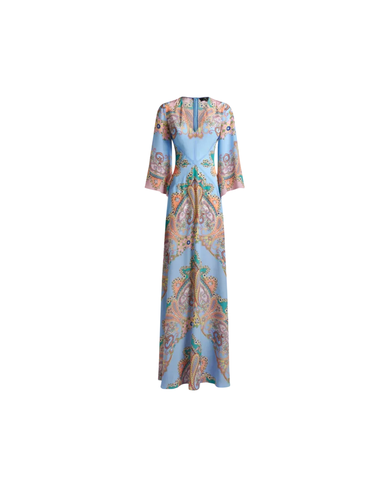 Etro Langes Kleid Aus Bedruckter Seide, Damen, Rosa, Größe Rosa