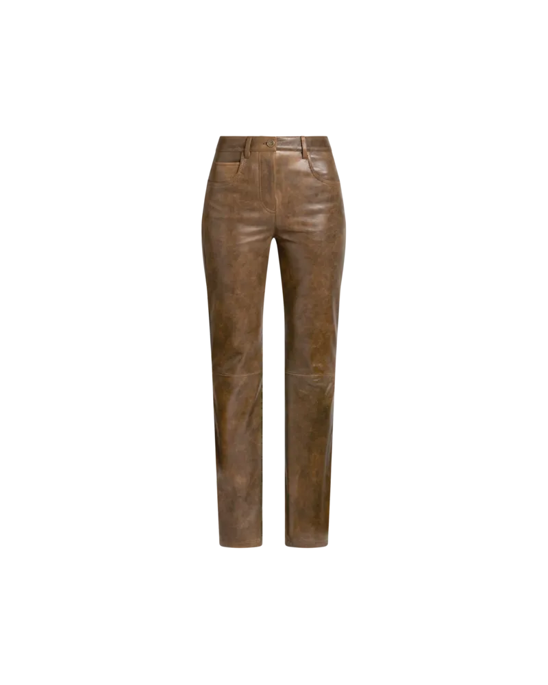 Etro Hose Aus Leder, Damen, Braun, Größe Braun