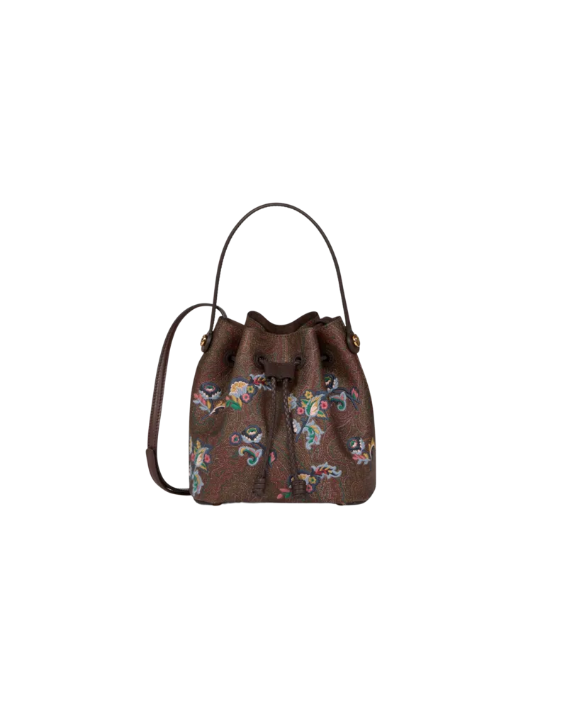 Etro Mini-beuteltasche Mit Arnicamuster Bestickt, Damen, Braun Braun