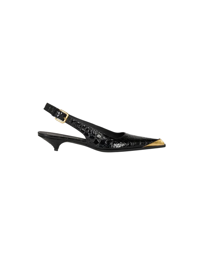 Etro Slingbacks Aus Geprägtem Leder, Damen, Schwarz, Größe Schwarz