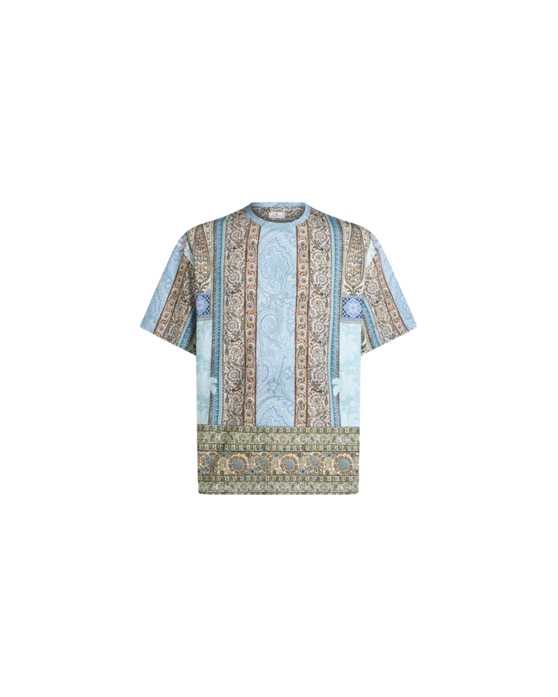 Etro T-shirt Aus Baumwolle Mit Print, Herren, Hellblau, Größe Hellblau