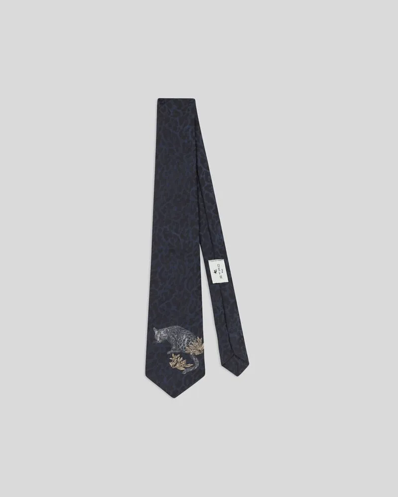 Etro Jacquard-krawatte Aus Seide Mit Animal-motiv, Herren, Blau Blau