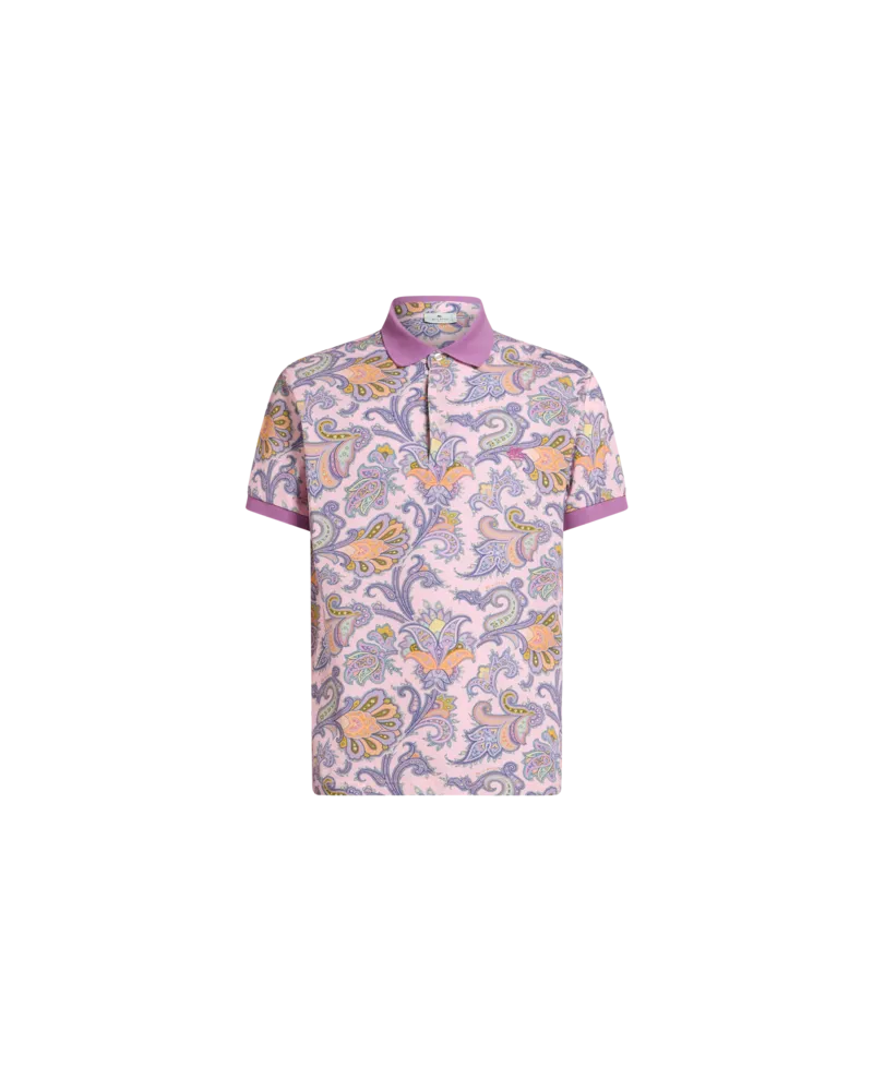 Etro Poloshirt Aus Baumwolle Mit Floralem Paisleymuster, Herren, Rosa, Größe Rosa