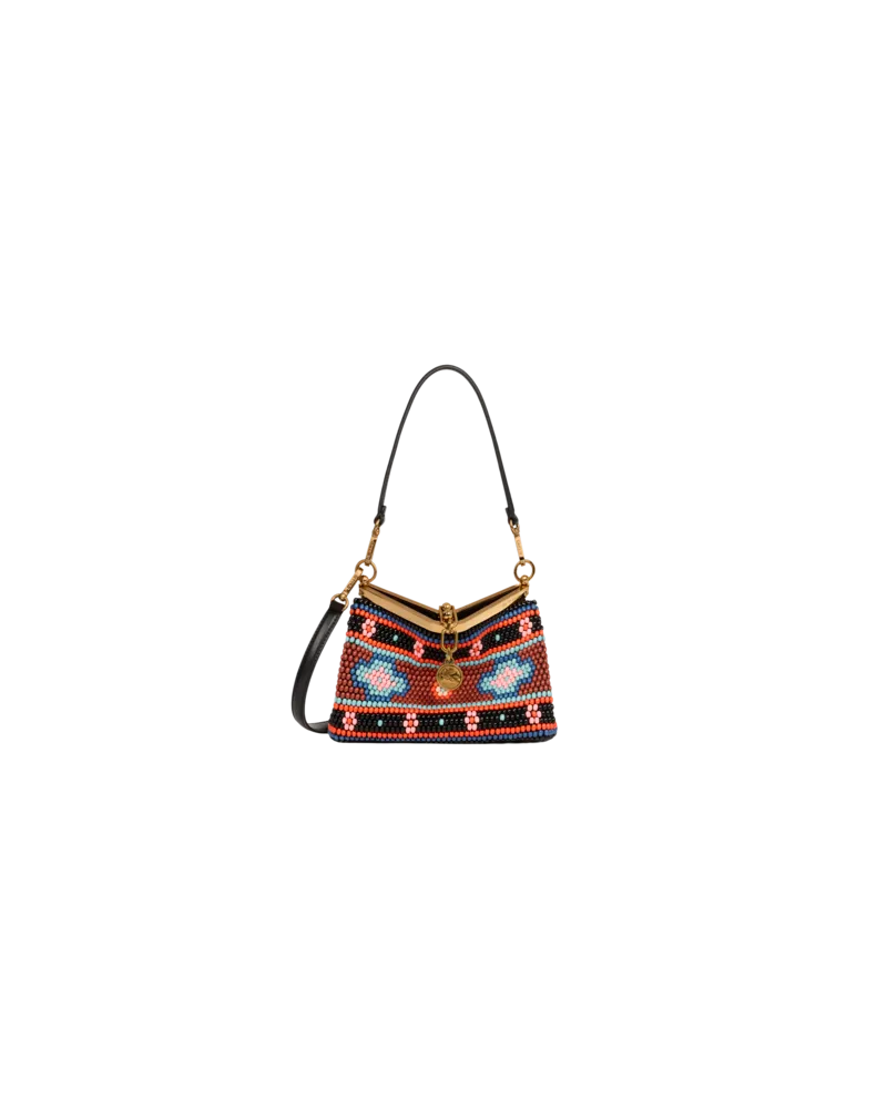 Etro Kleine Tasche Vela Mit Perlenstickerei, Damen, Multicolor Multicolor
