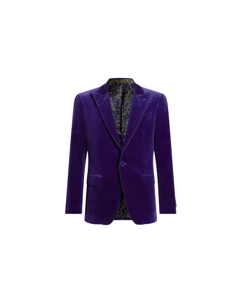 Etro Einreihiger Blazer Mit Kontrastierendem Futter, Herren, Violett, Größe Violett