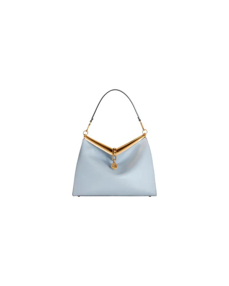 Etro Tasche Vela Gross Aus Leder, Damen, Himmelblau Himmelblau