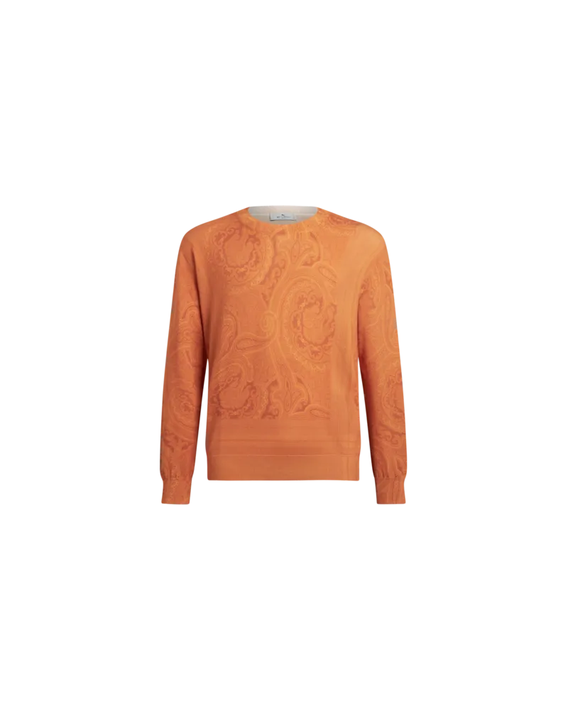 Etro Paisley-pullover Aus Seide Und Kaschmir, Herren, Orange, Größe Orange