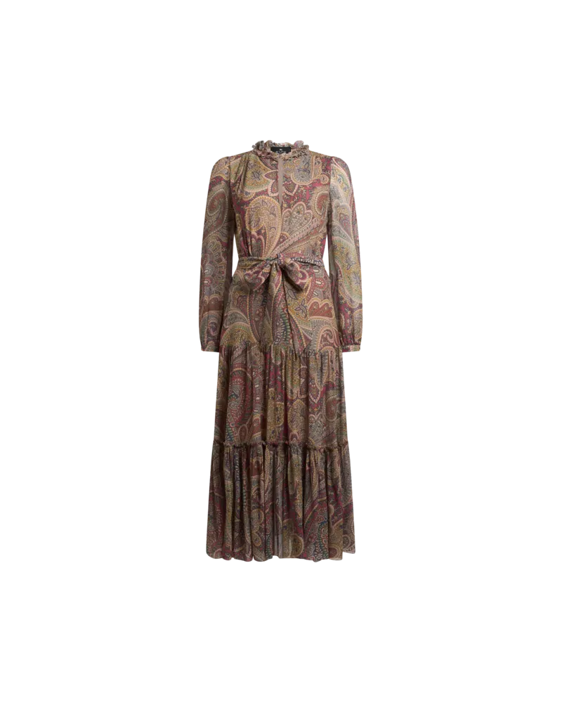 Etro Kleid Aus Seiden-crepon Mit Paisleymuster, Damen, Bordeaux, Größe Bordeaux