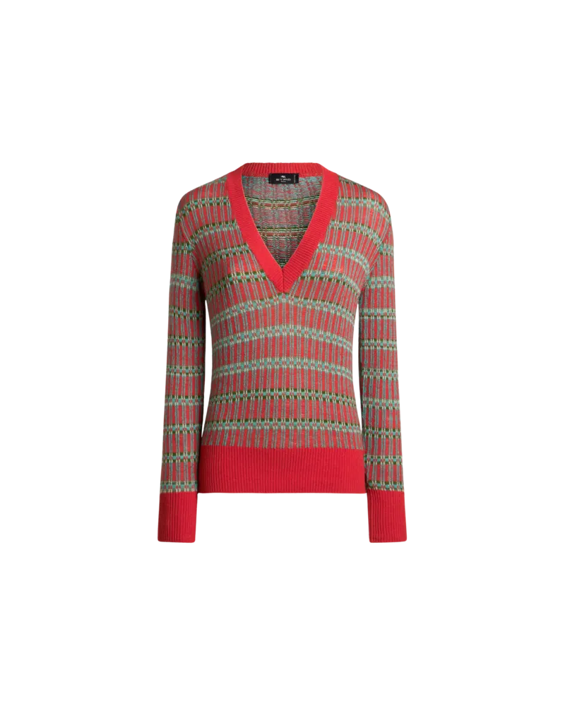 Etro Pullover Aus Einer Wollmischung Mit Jacquard-muster, Damen, Rot, Größe Rot