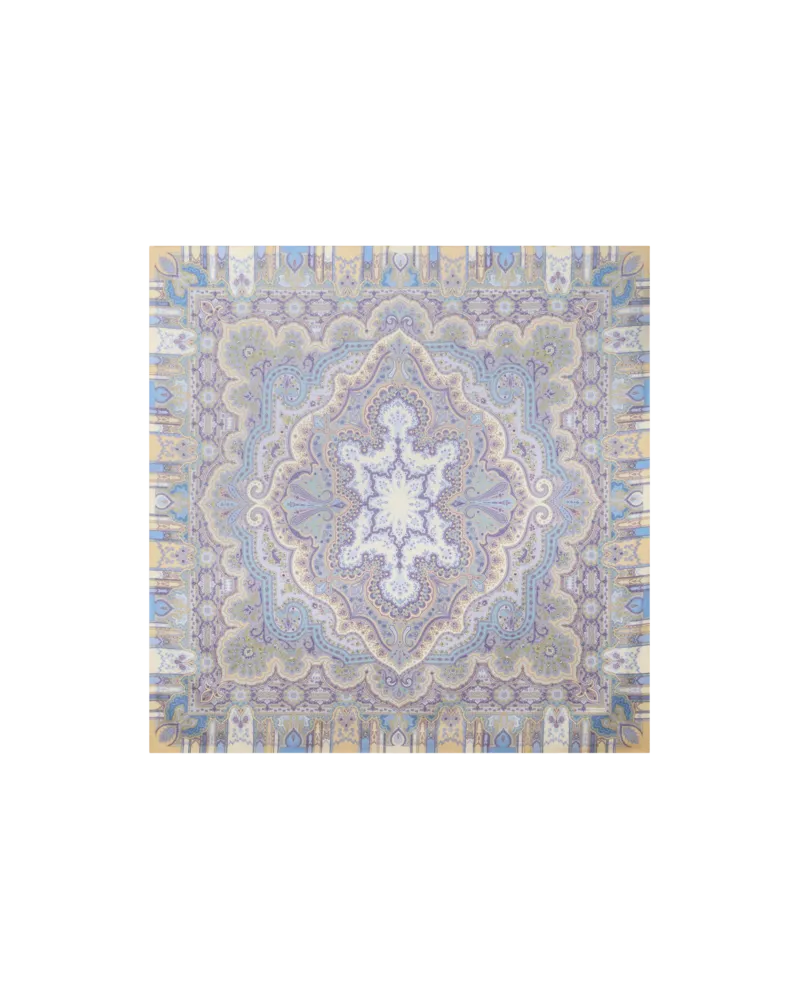 Etro Schultertuch Aus Wolle Und Seide Mit Platziertem Print, Damen, Hellblau Hellblau
