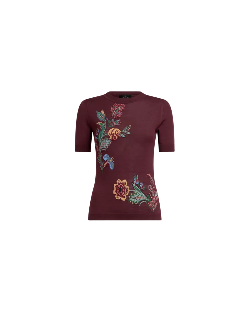 Etro Pullover Aus Einer Wollmischung Mit Jacquardmuster, Damen, Bordeaux, Größe Bordeaux