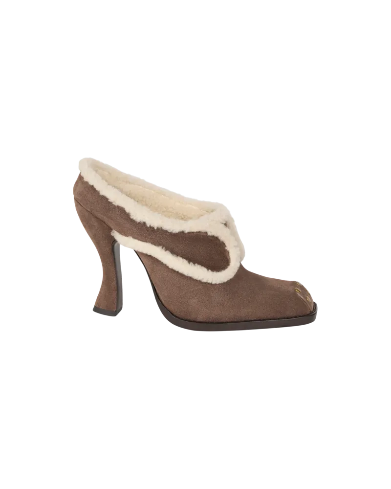 Etro Mules Aus Veloursleder Und Shearling, Damen, Braun, Größe Braun