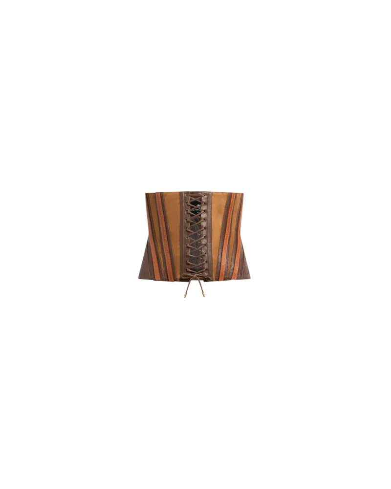 Etro Korsagen-gürtel Aus Gewaschenem Leder, Damen, Braun, Größe Braun