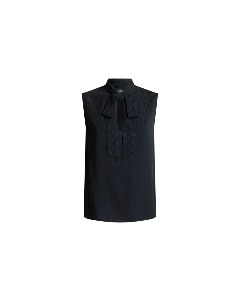 Etro Jacquard-top Aus Einer Seidenmischung Mit Foulard Und Paisley-motiv, Damen, Schwarz, Größe Schwarz