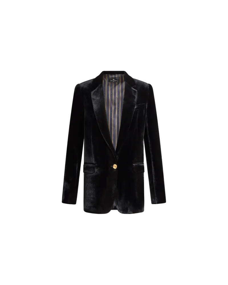 Etro Jacke Aus Samt, Damen, Schwarz, Größe Schwarz