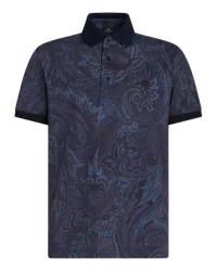 Etro Poloshirt Mit Paisleymuster Und Logo, Herren, Navyblau Navyblau