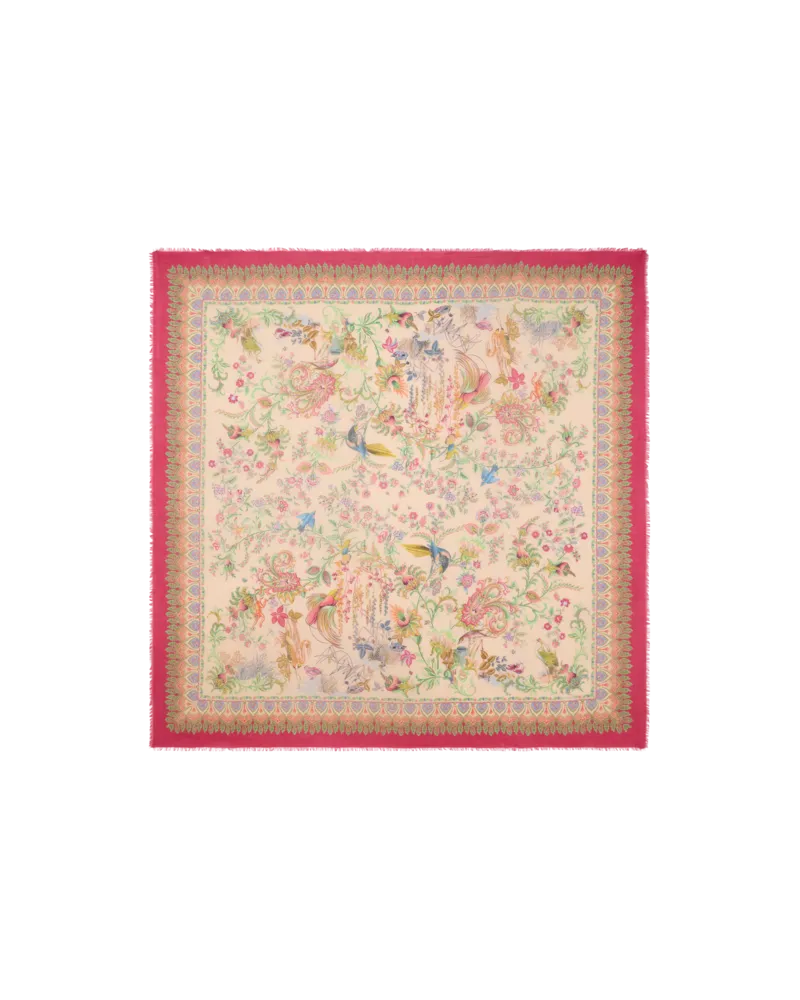 Etro Schultertuch Aus Einer Kaschmirmischung Mit Motiv Flora Und Fauna, Damen, Fuchsia Fuchsia