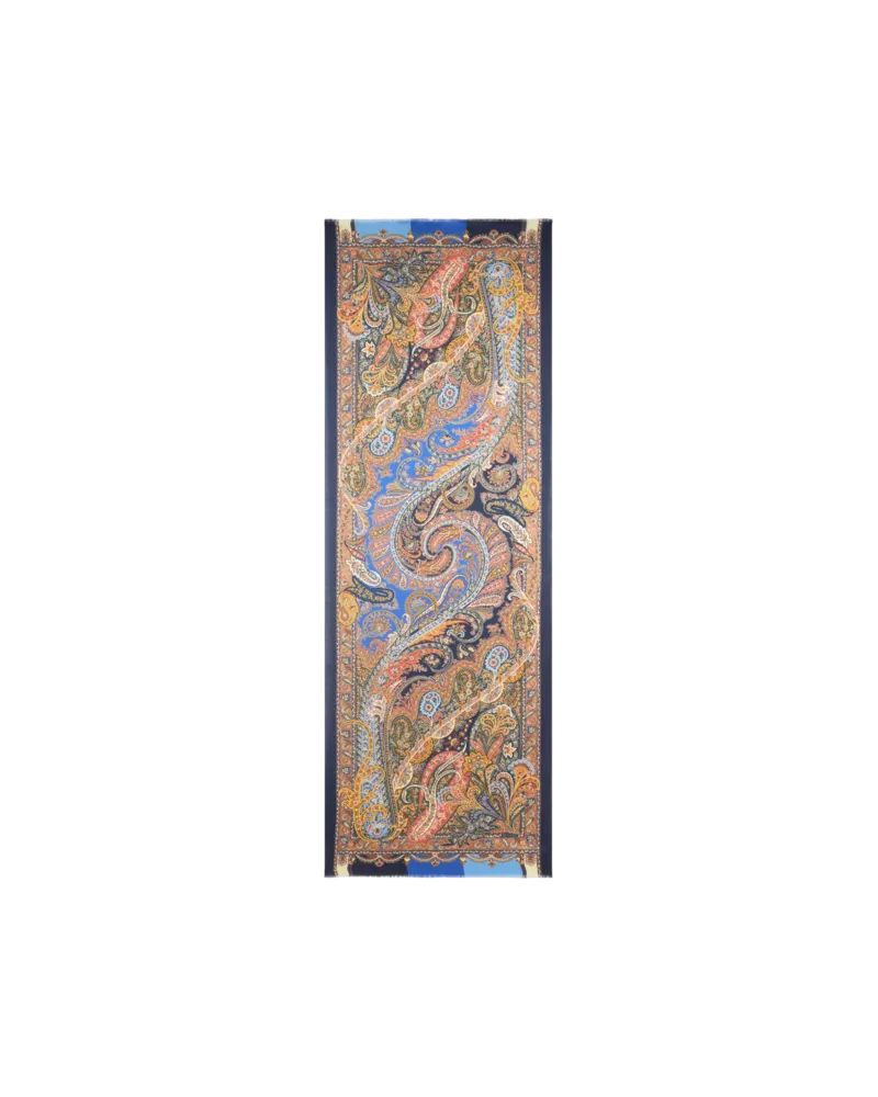 Etro Schal Aus Kaschmir Und Seide Mit Paisley-print, Herren, Blau Blau