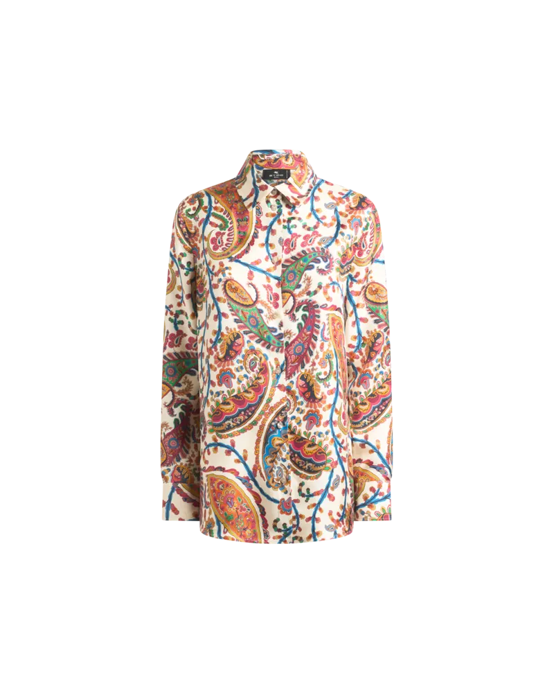 Etro Hemdbluse Aus Seidentwill Mit Floralem Paisley-motiv, Damen, Weiß, Größe Weiß