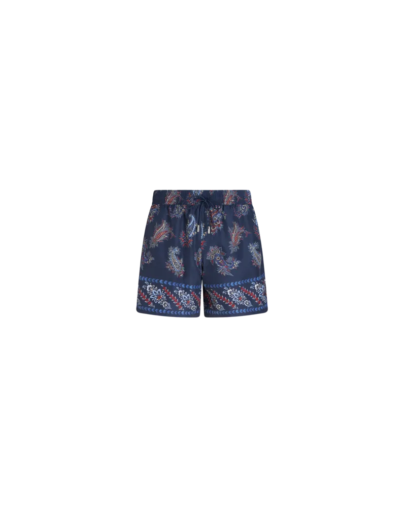 Etro Badehose Mit Blatt-paisleymuster, Navyblau Navyblau