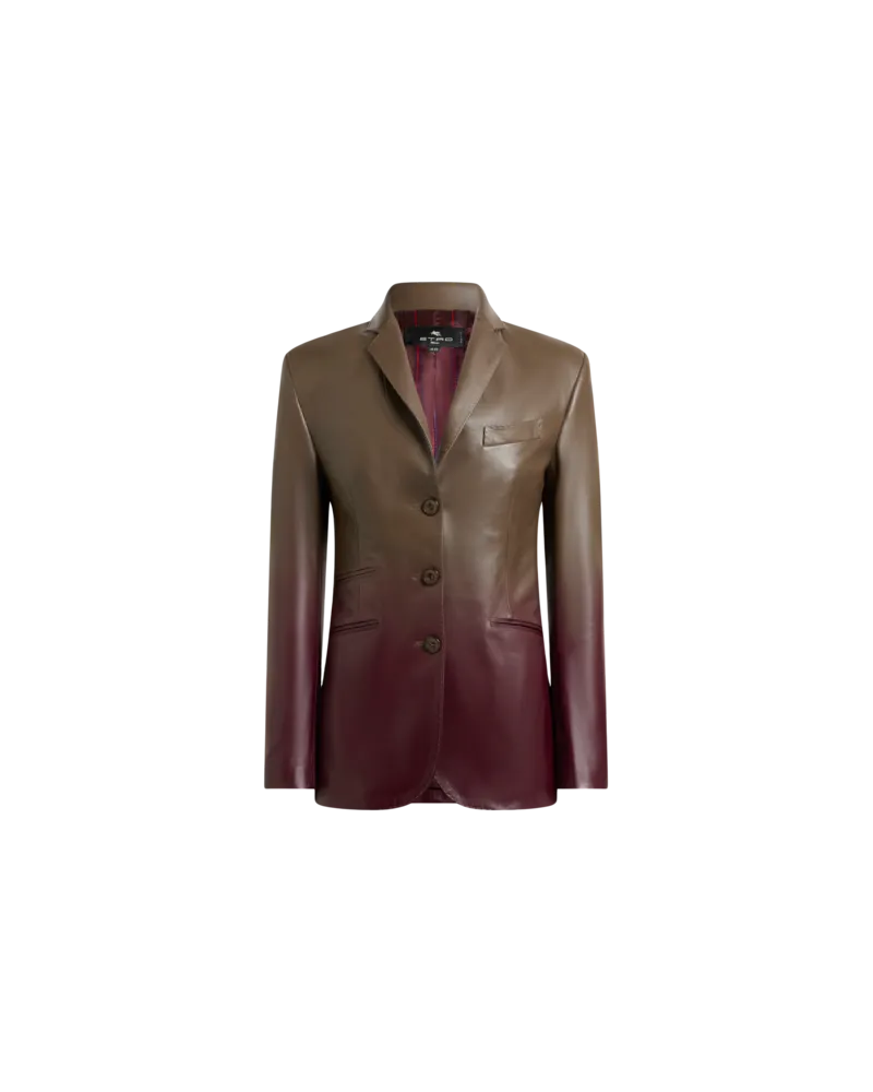 Etro Einreihige Jacke Aus Leder Mit Dégradé-muster, Damen, Braun, Größe Braun