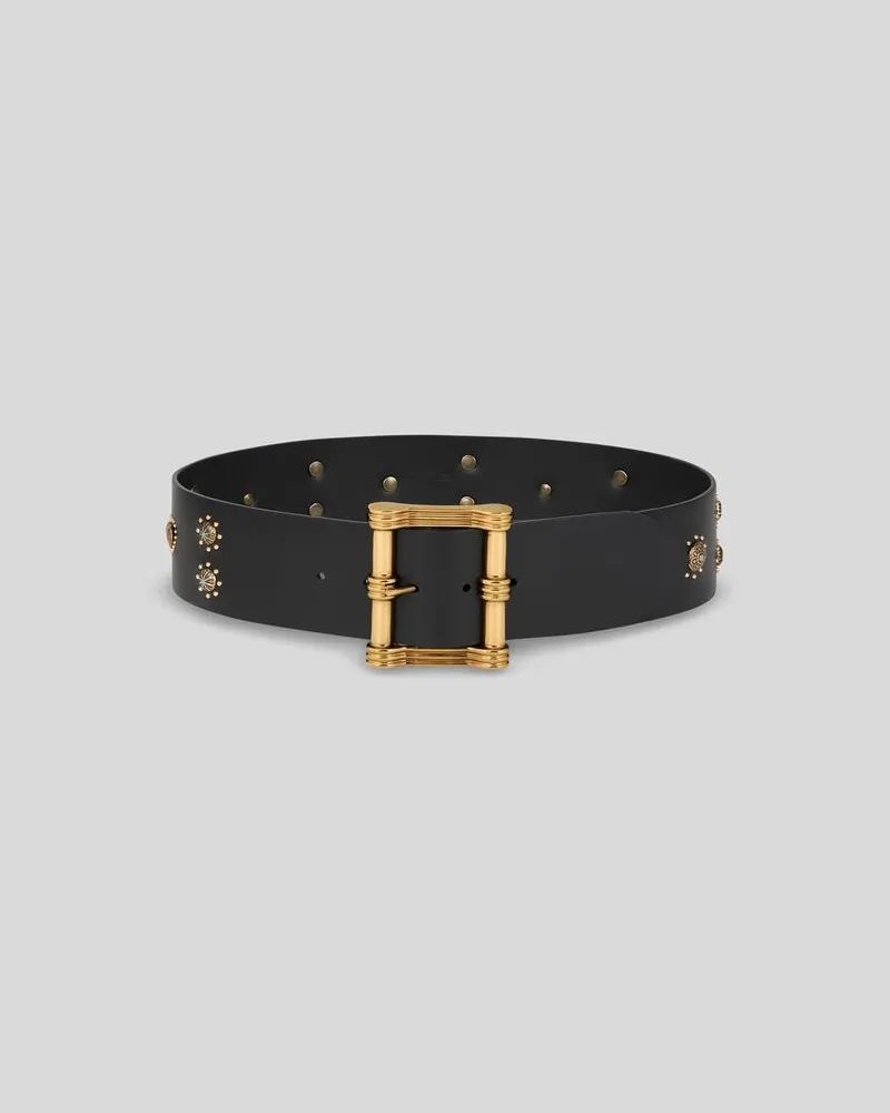 Etro Ledergürtel Mit Nieten, Damen, Schwarz, Größe Schwarz