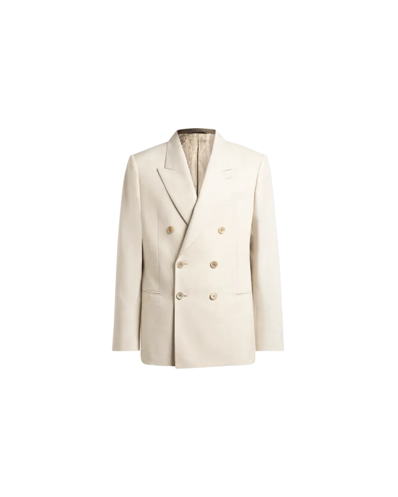 Etro Zweireihige Jacke Mit Steigenden Revers, Herren, Cremefarben, Größe Cremefarben