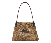 Kleiner Shopper Libra Aus Leder Mit Animal-print, Damen, Beige