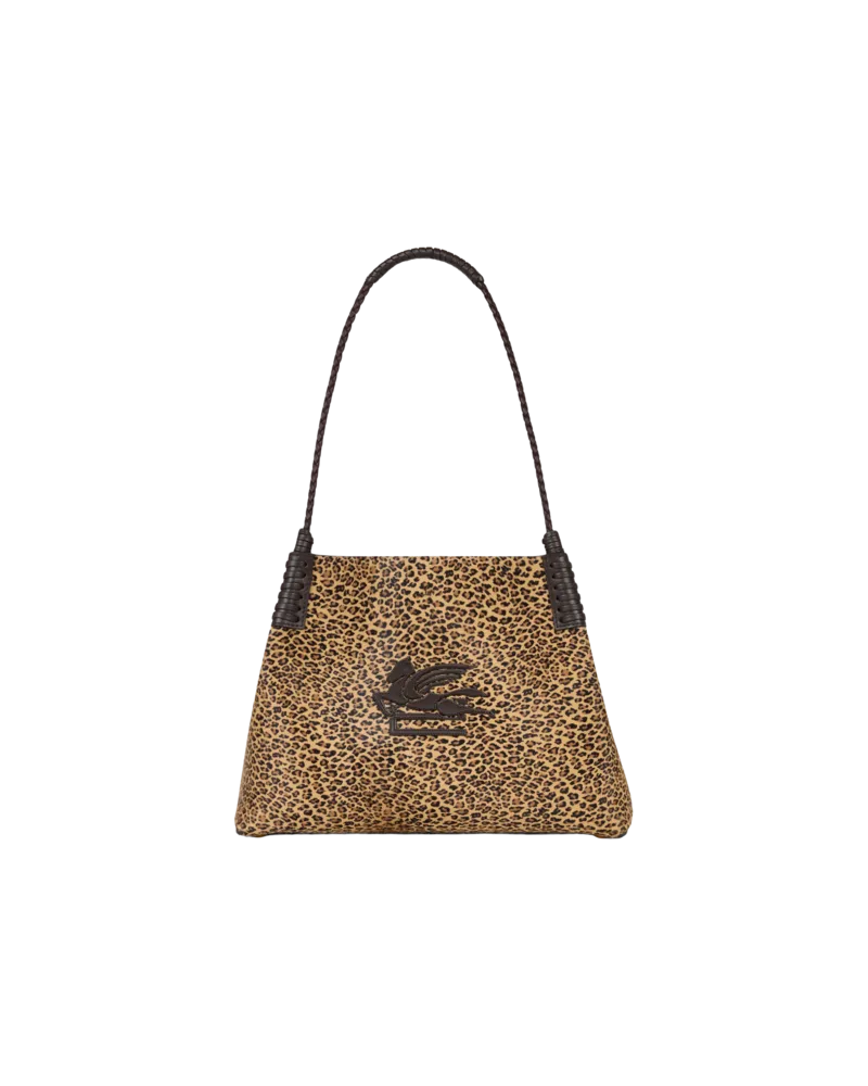 Etro Kleiner Shopper Libra Aus Leder Mit Animal-print, Damen, Beige Beige