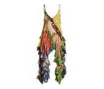 Minikleid Aus Seide Mit Rüsche Und Krawattenmotiv, Damen, Multicolor, Größe