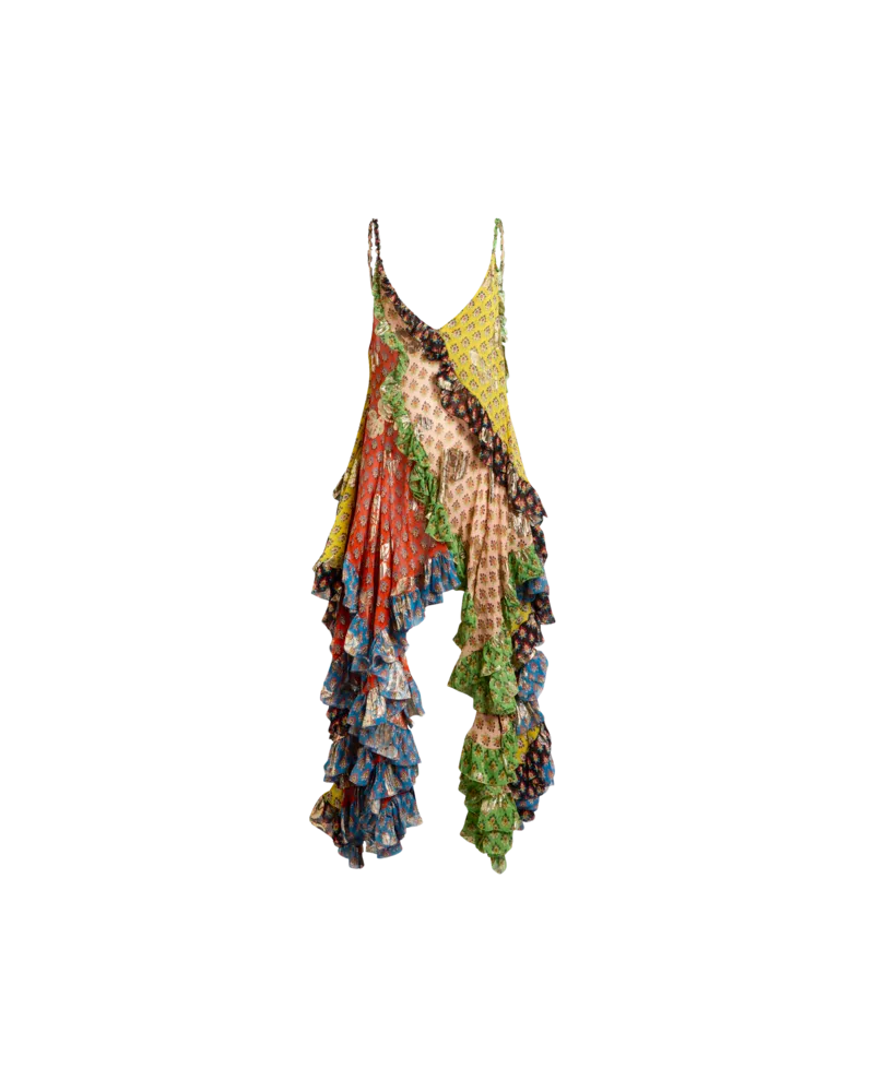 Etro Minikleid Aus Seide Mit Rüsche Und Krawattenmotiv, Damen, Multicolor, Größe Multicolor