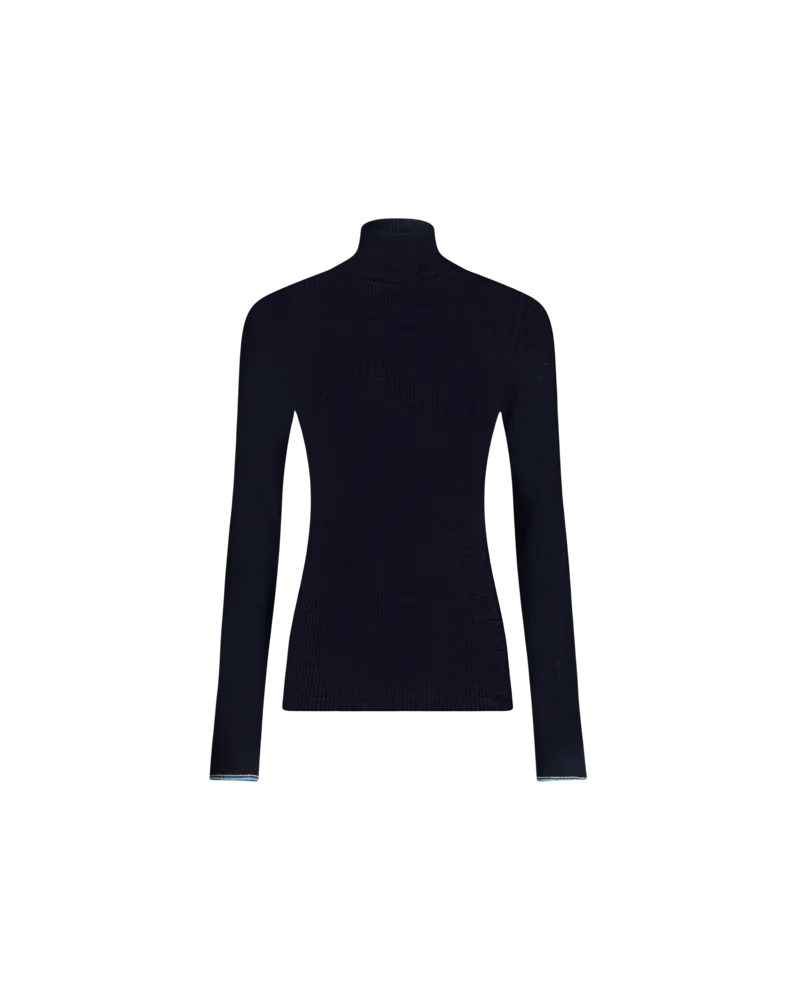 Etro Jacquard-pullover Aus Wolle Mit Hohem Kragen, Damen, Navyblau, Größe Navyblau