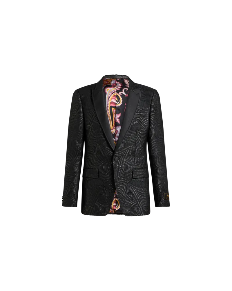 Etro Einreihiger Blazer Mit Besonderer Wellenstruktur, Herren, Schwarz, Größe Schwarz